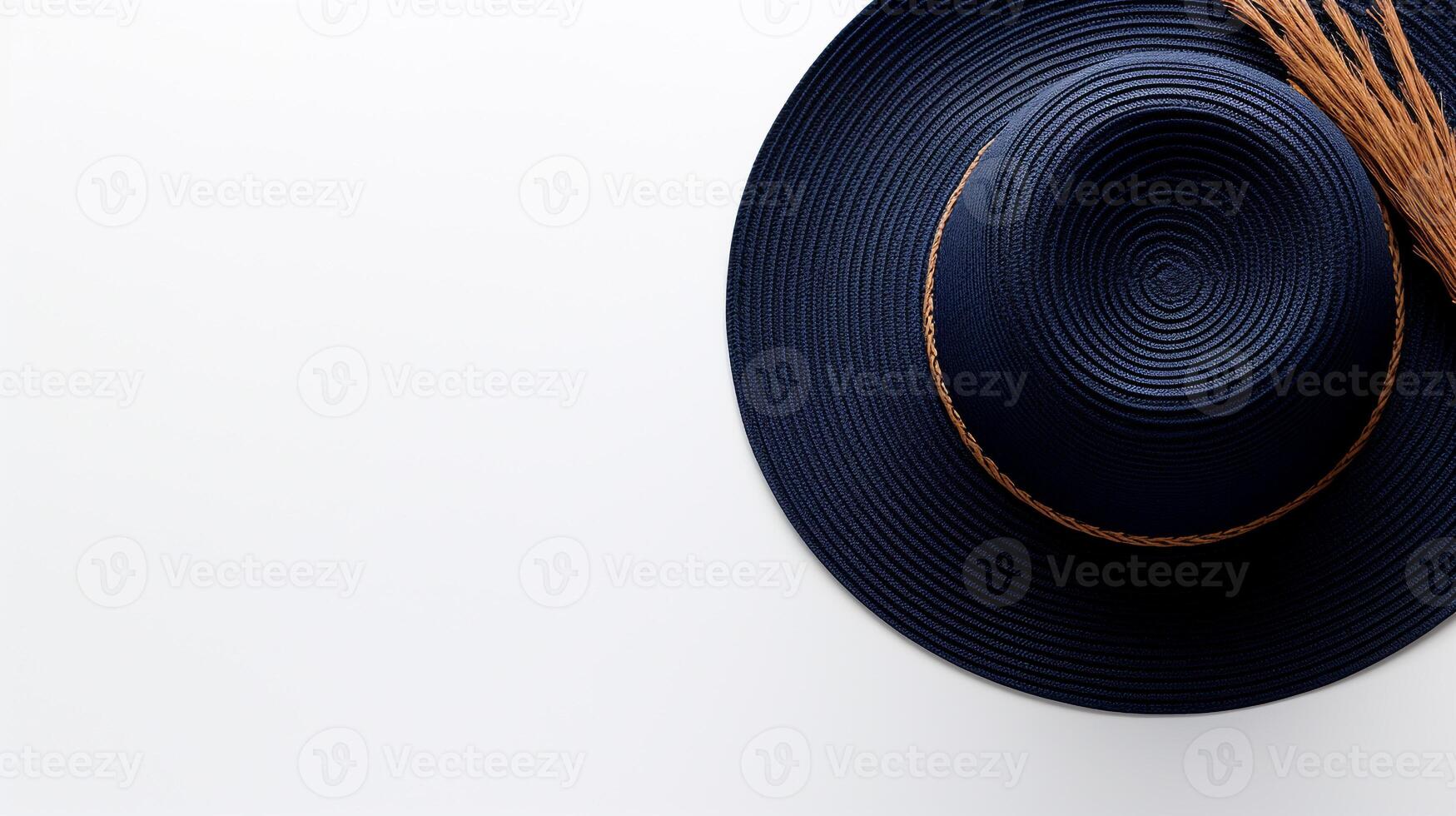 AI generated Photo of Navy Blue Straw hat isolated on white background. AI Generated