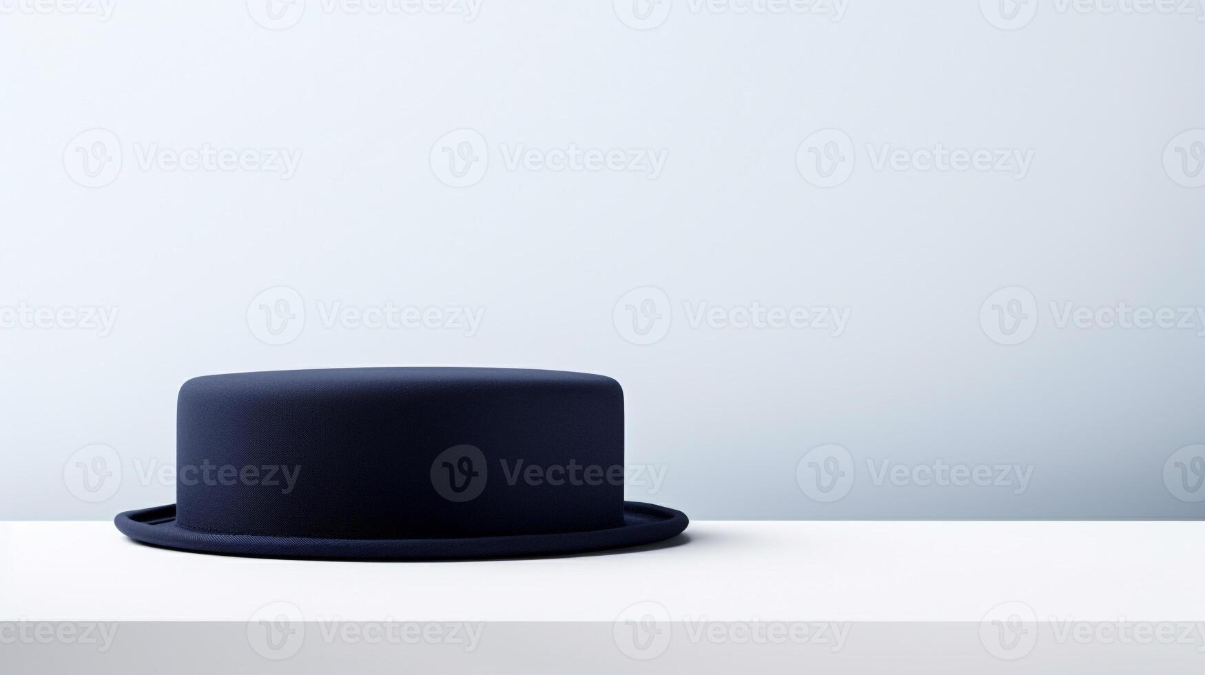 AI generated Photo of Navy Blue Pork Pie Hat isolated on white background. AI Generated