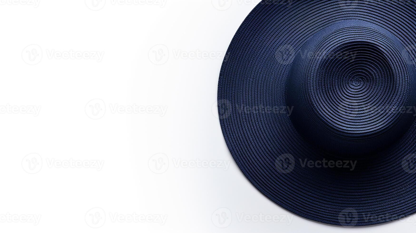 AI generated Photo of Navy Blue Straw hat isolated on white background. AI Generated