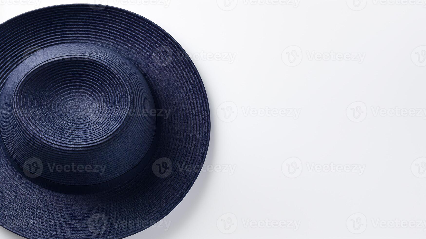 AI generated Photo of Navy Blue Straw hat isolated on white background. AI Generated