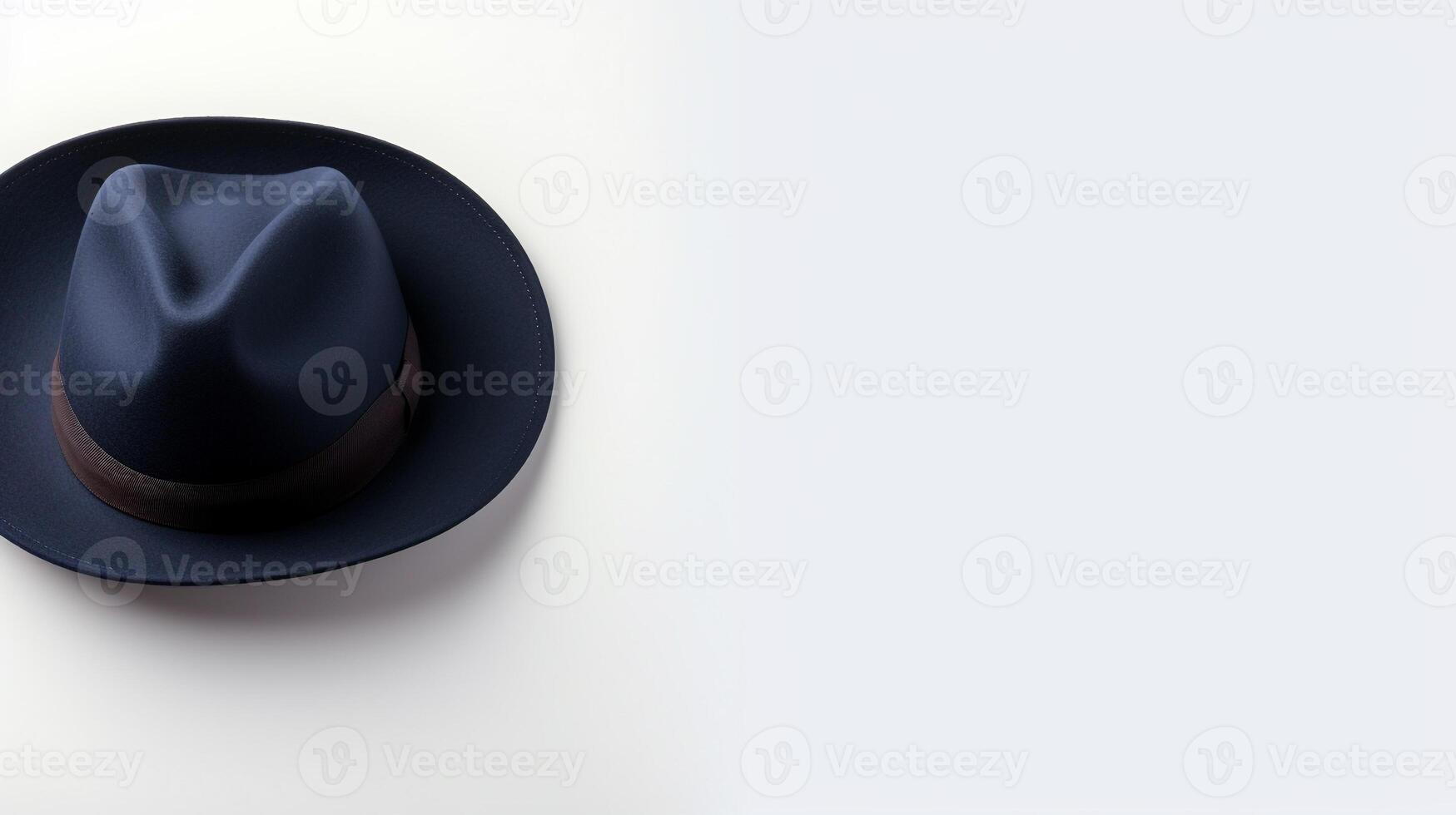 AI generated Photo of Navy Blue Fedora Hat isolated on white background. AI Generated