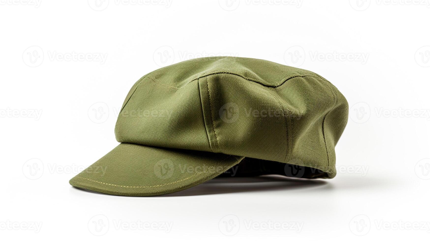 AI generated Photo of Olive Newsboy Cap isolated on white background. AI Generated