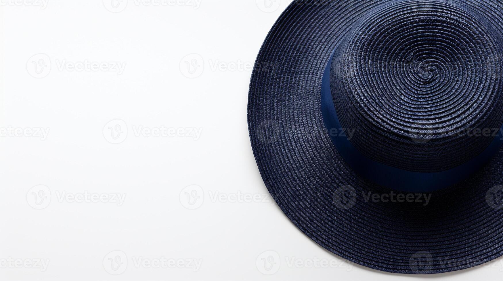 AI generated Photo of Navy Blue Straw hat isolated on white background. AI Generated