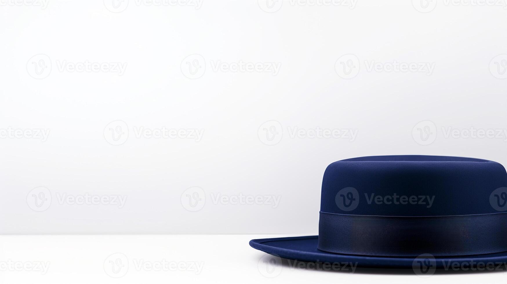 AI generated Photo of Navy Blue Boater Hat isolated on white background. AI Generated