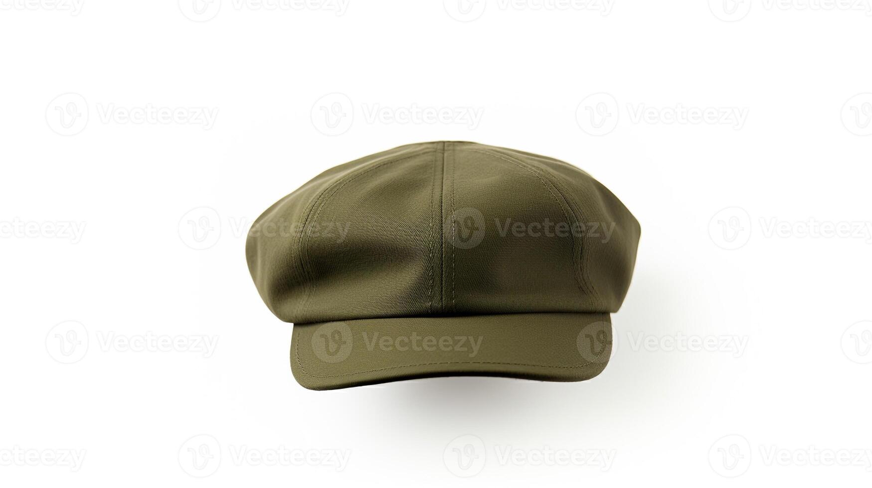 AI generated Photo of Olive Newsboy Cap isolated on white background. AI Generated