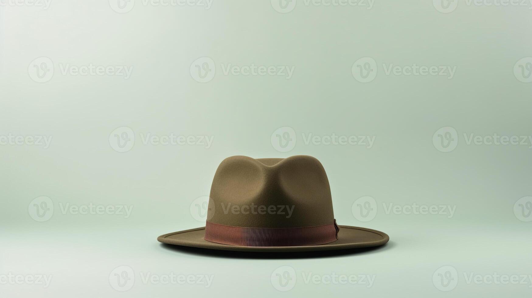 AI generated Photo of Olive Fedora Hat isolated on white background. AI Generated