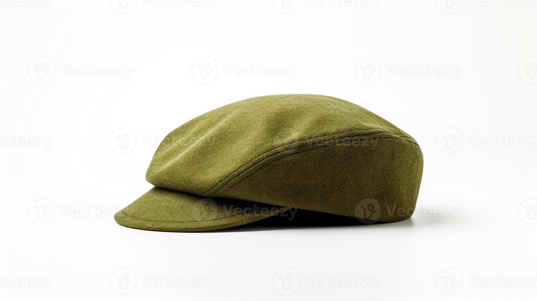 AI generated Photo of Olive Flat Cap isolated on white background. AI Generated