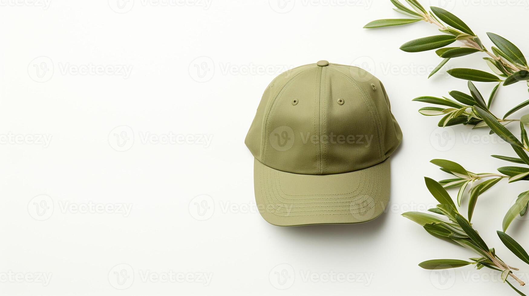 AI generated Photo of Olive Flat Cap isolated on white background. AI Generated