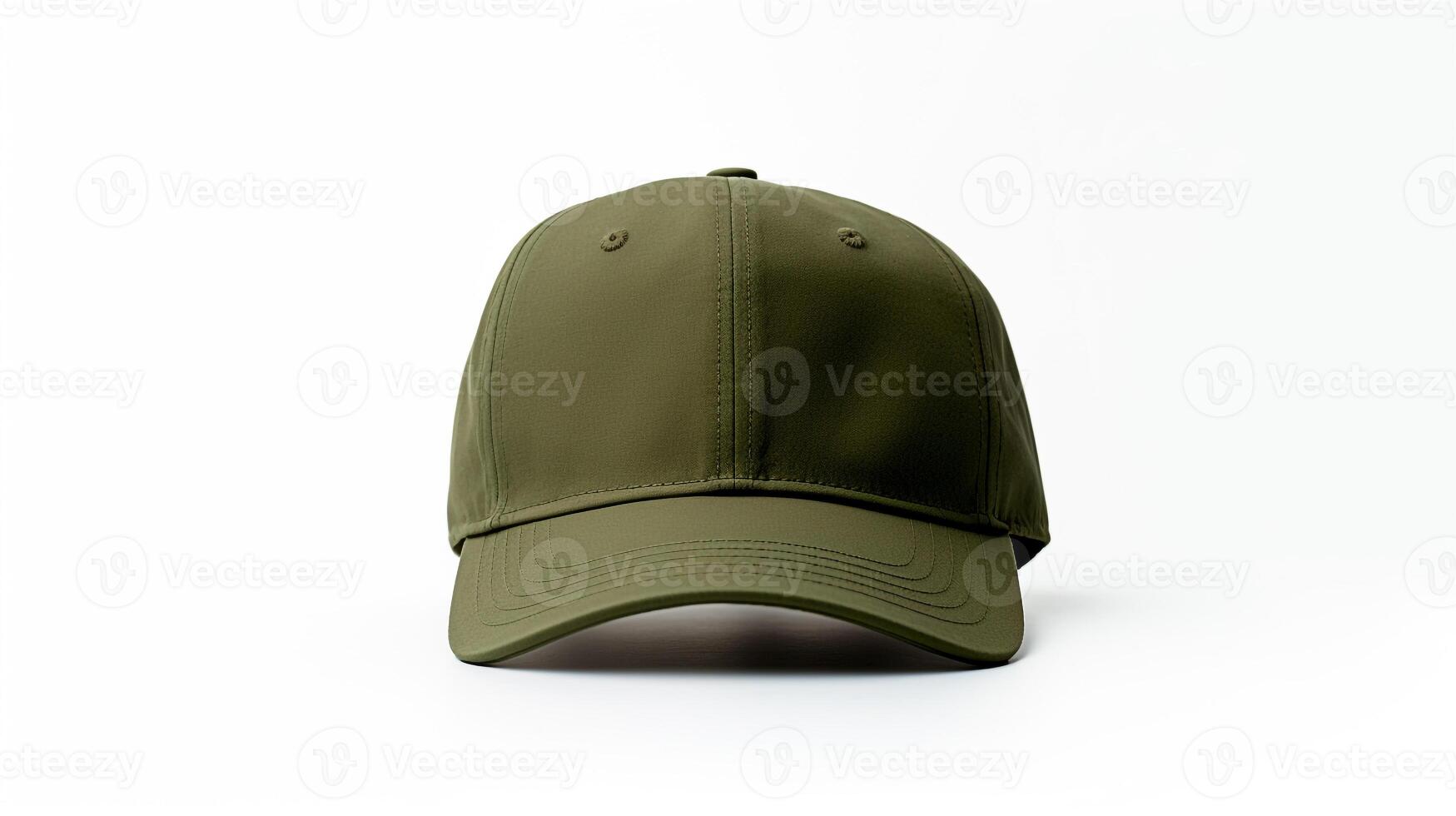 AI generated Photo of Olive Green Military Cap isolated on white background. AI Generated