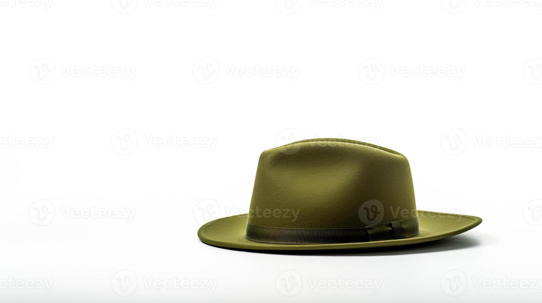 AI generated Photo of Olive Trilby Hat isolated on white background. AI Generated