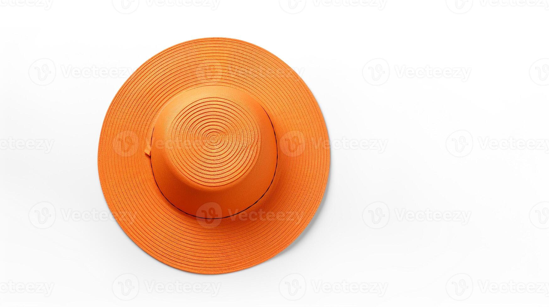 AI generated Photo of Orange Straw hat isolated on white background. AI Generated