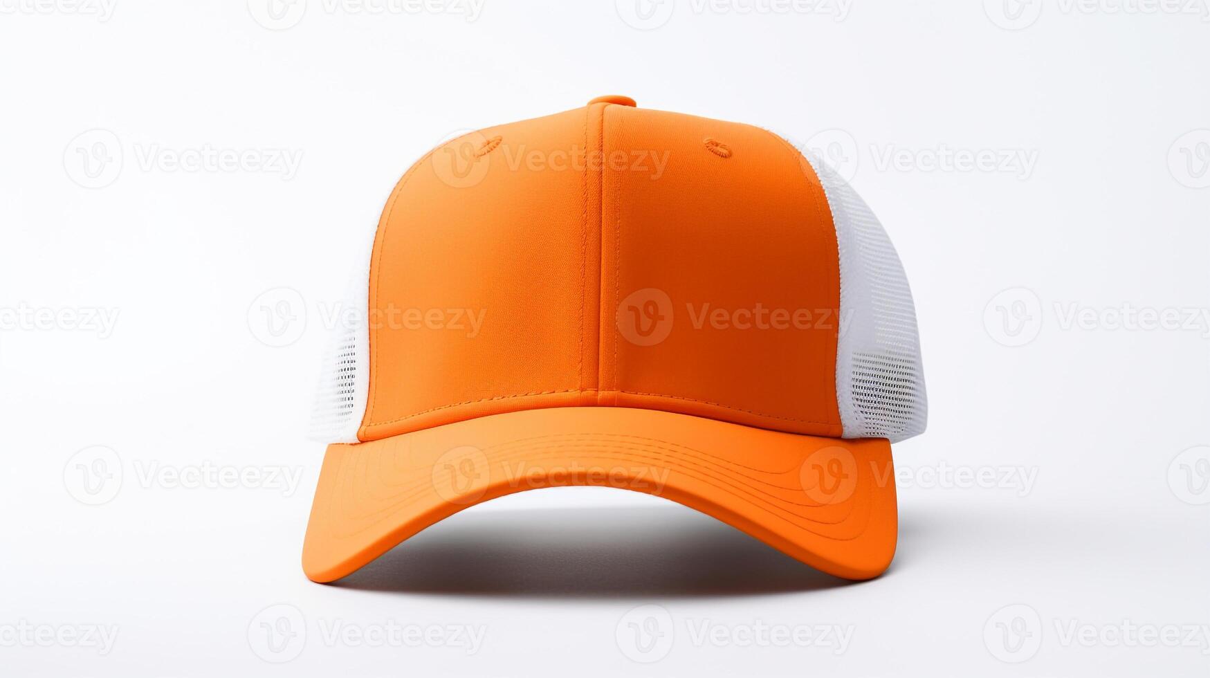 AI generated Photo of Orange Trucker Cap isolated on white background. AI Generated