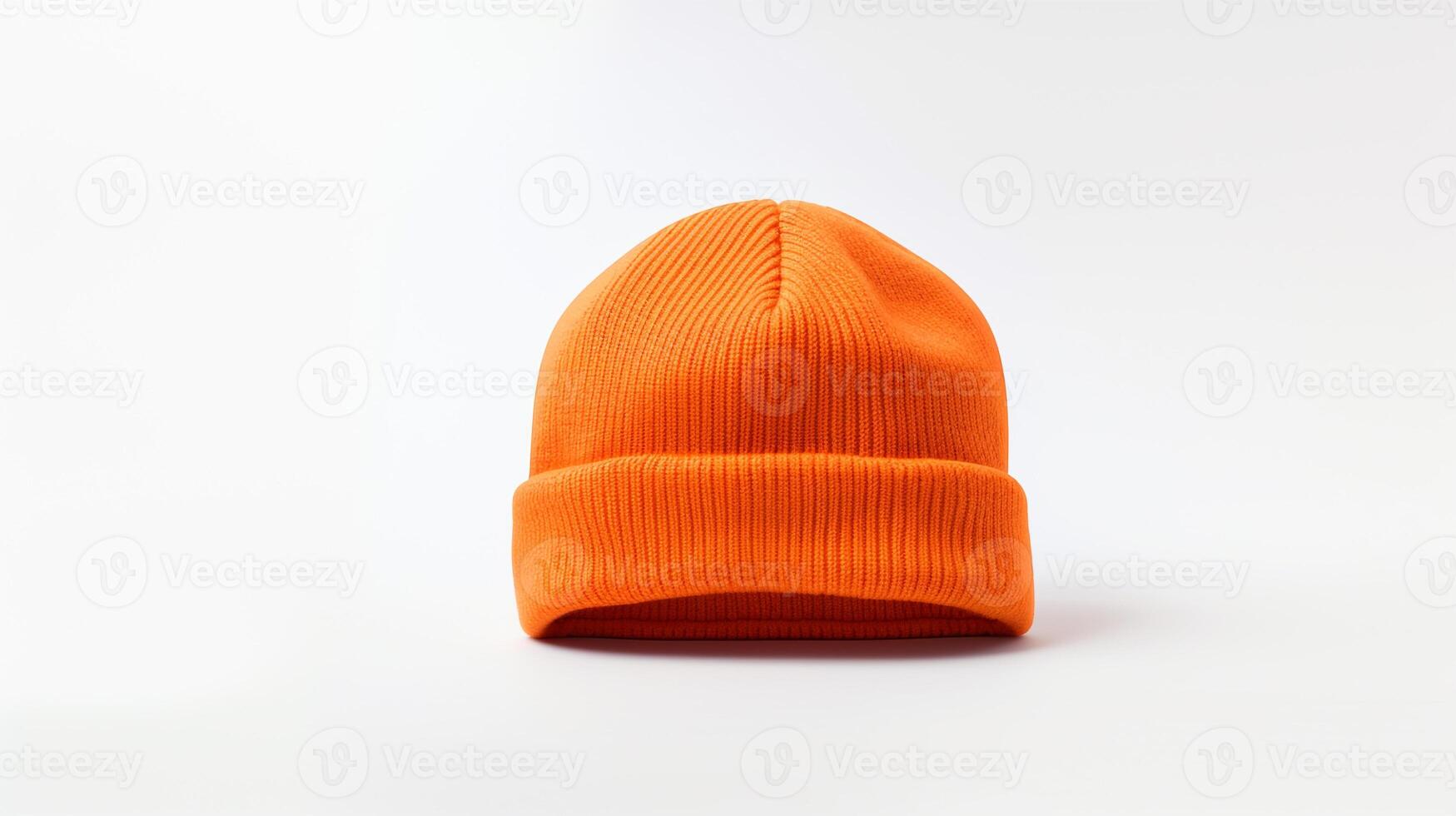 AI generated Photo of Orange Beanie cap isolated on white background. AI Generated