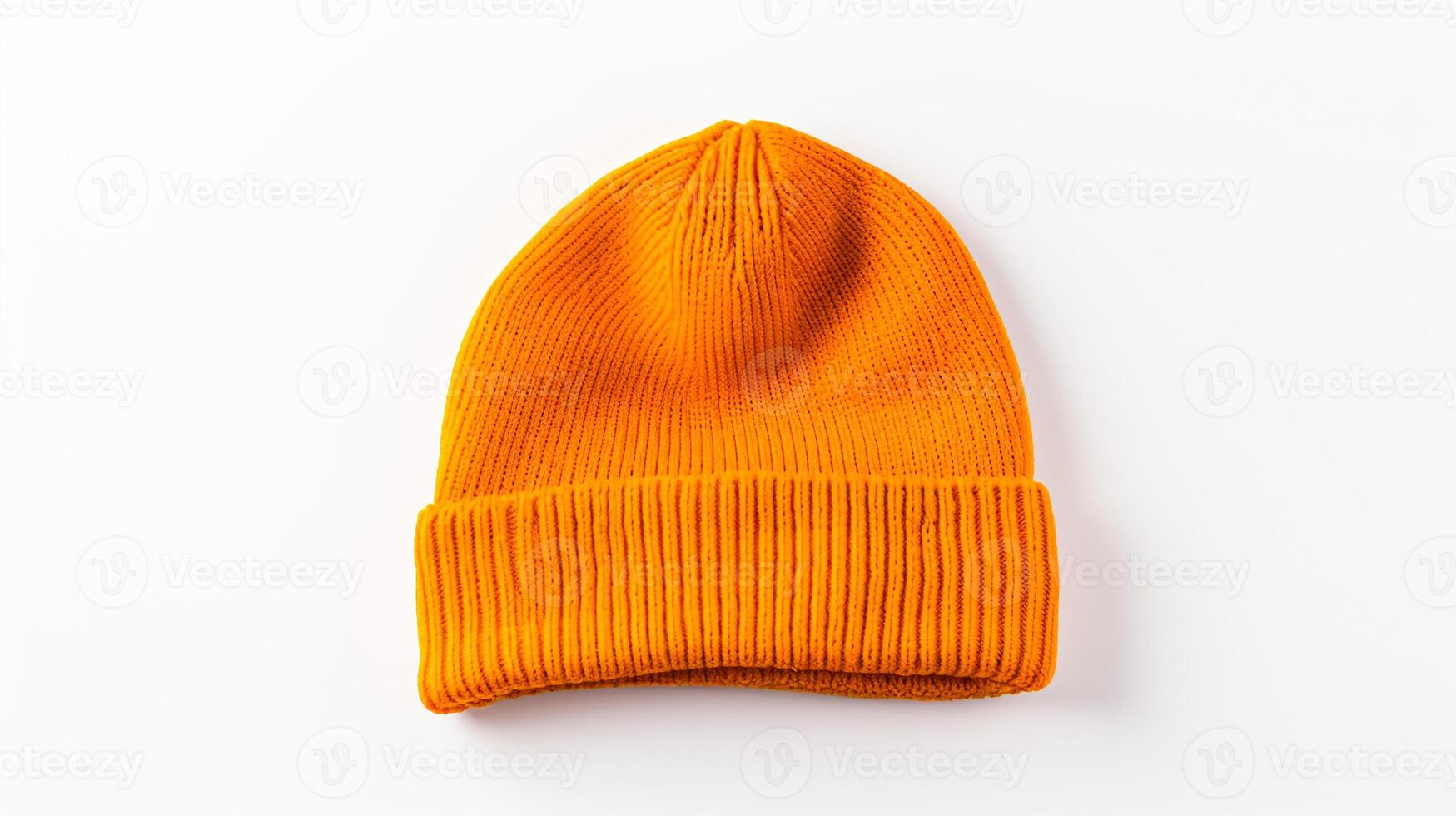 AI generated Photo of Orange Beanie cap isolated on white background. AI Generated