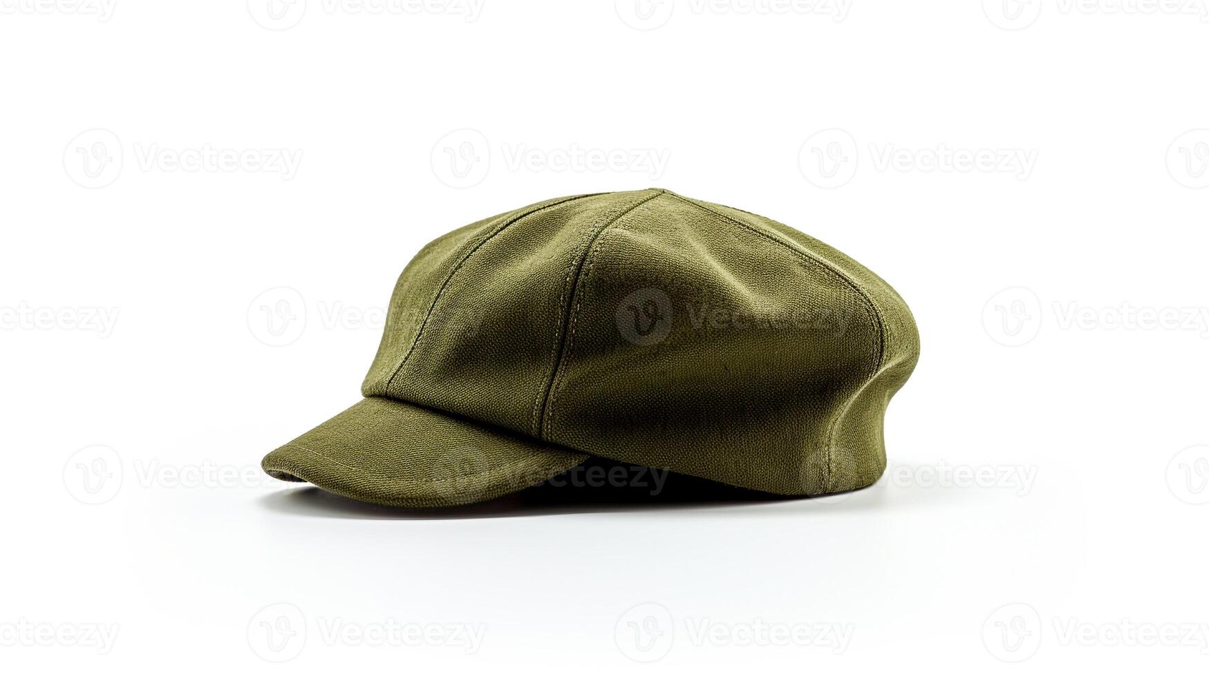 AI generated Photo of Olive Newsboy Cap isolated on white background. AI Generated