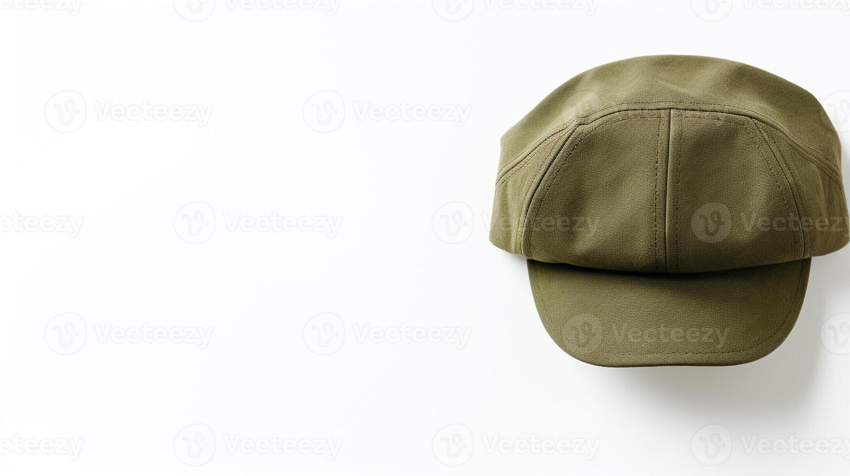 AI generated Photo of Olive Newsboy Cap isolated on white background. AI Generated