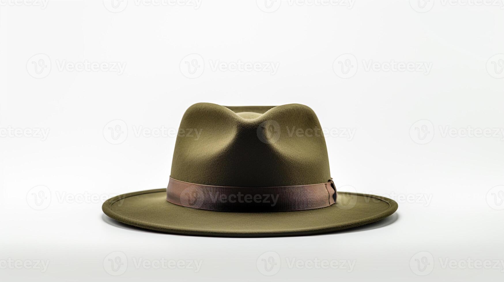 AI generated Photo of Olive Trilby Hat isolated on white background. AI Generated