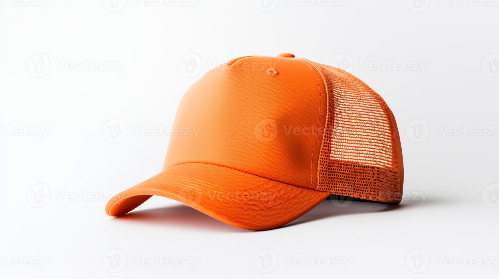 AI generated Photo of Orange Trucker Cap isolated on white background. AI Generated