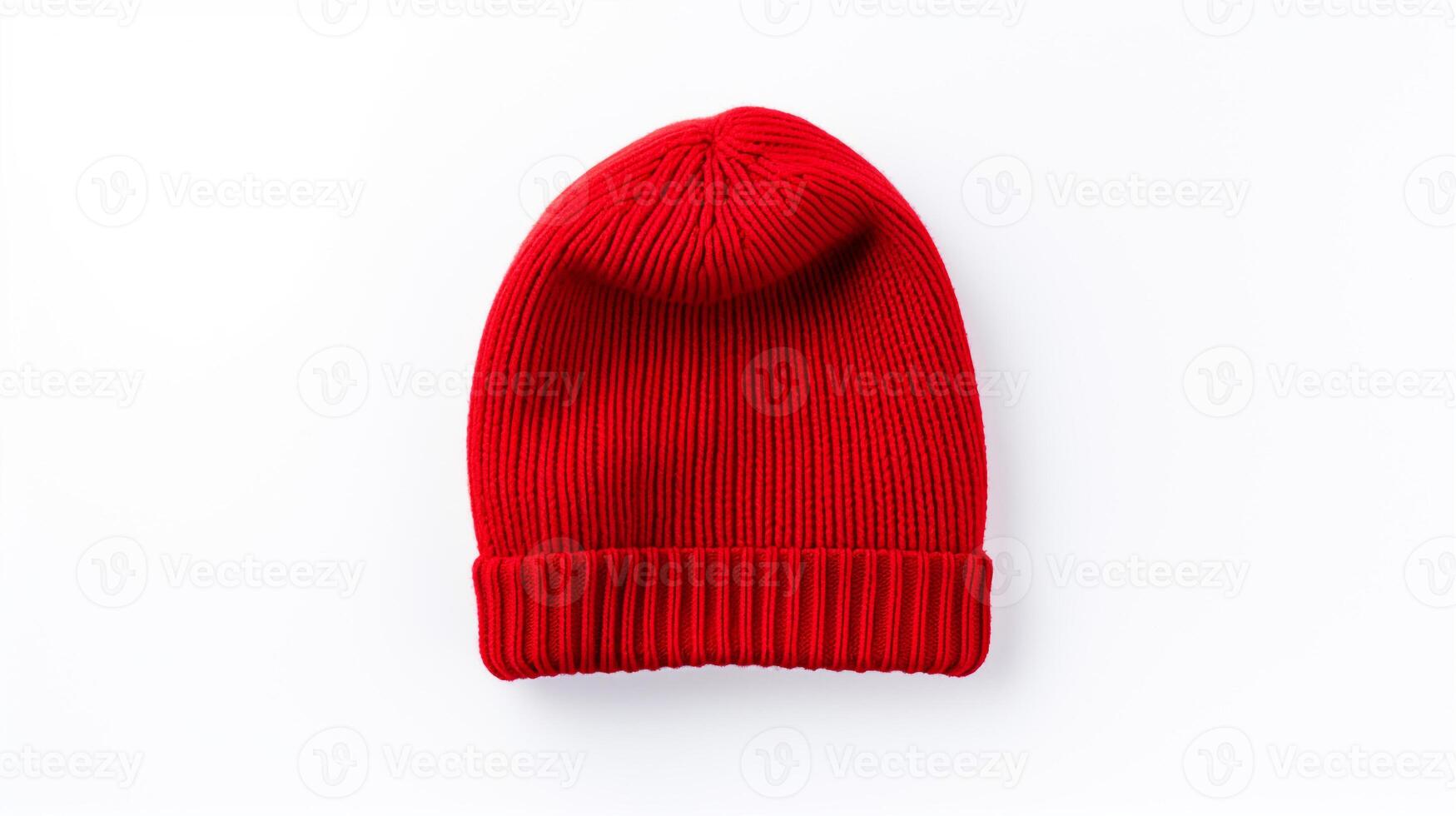 AI generated Photo of Red Beanie cap isolated on white background. AI Generated