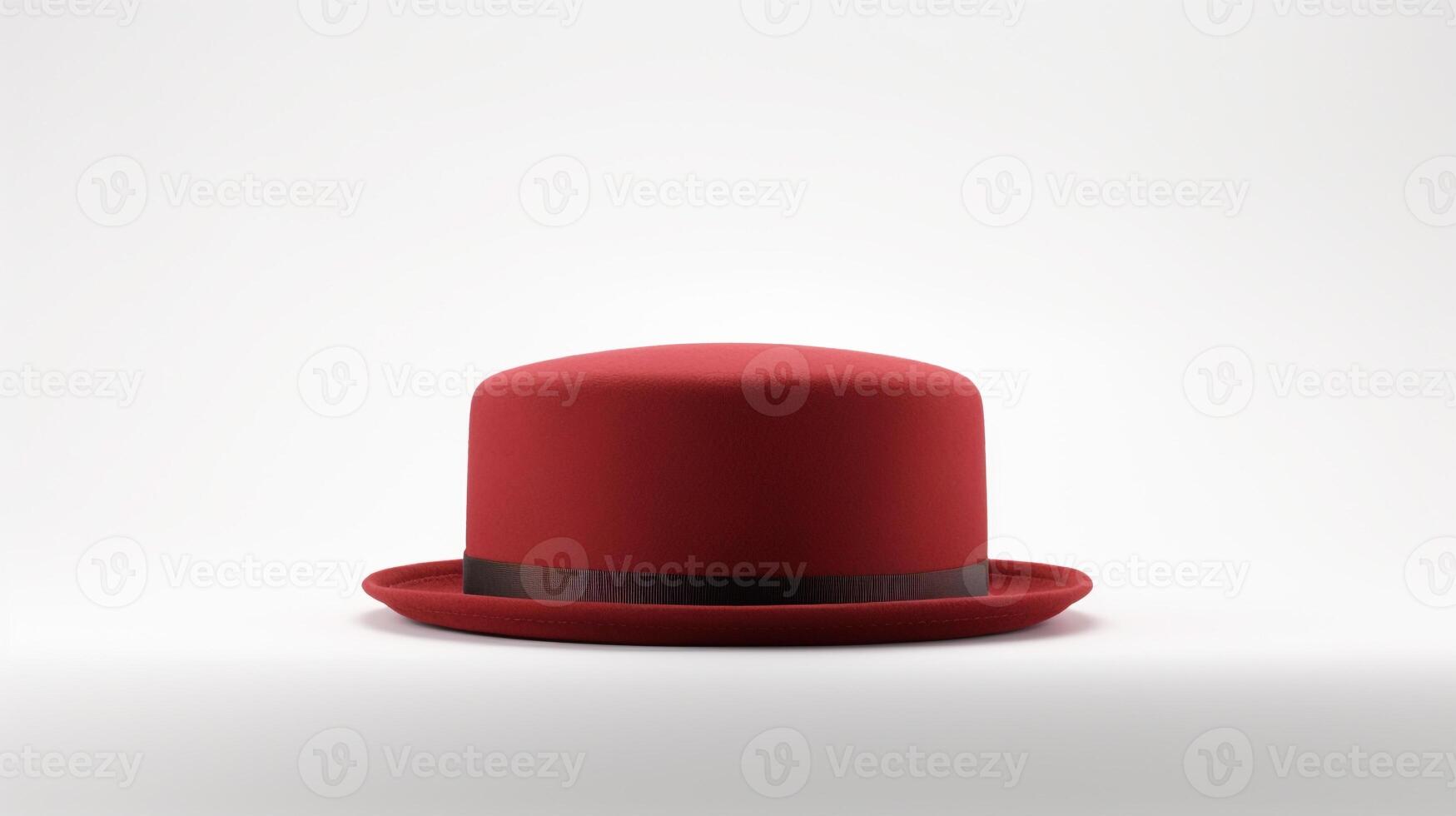 AI generated Photo of Red Pork Pie Hat isolated on white background. AI Generated