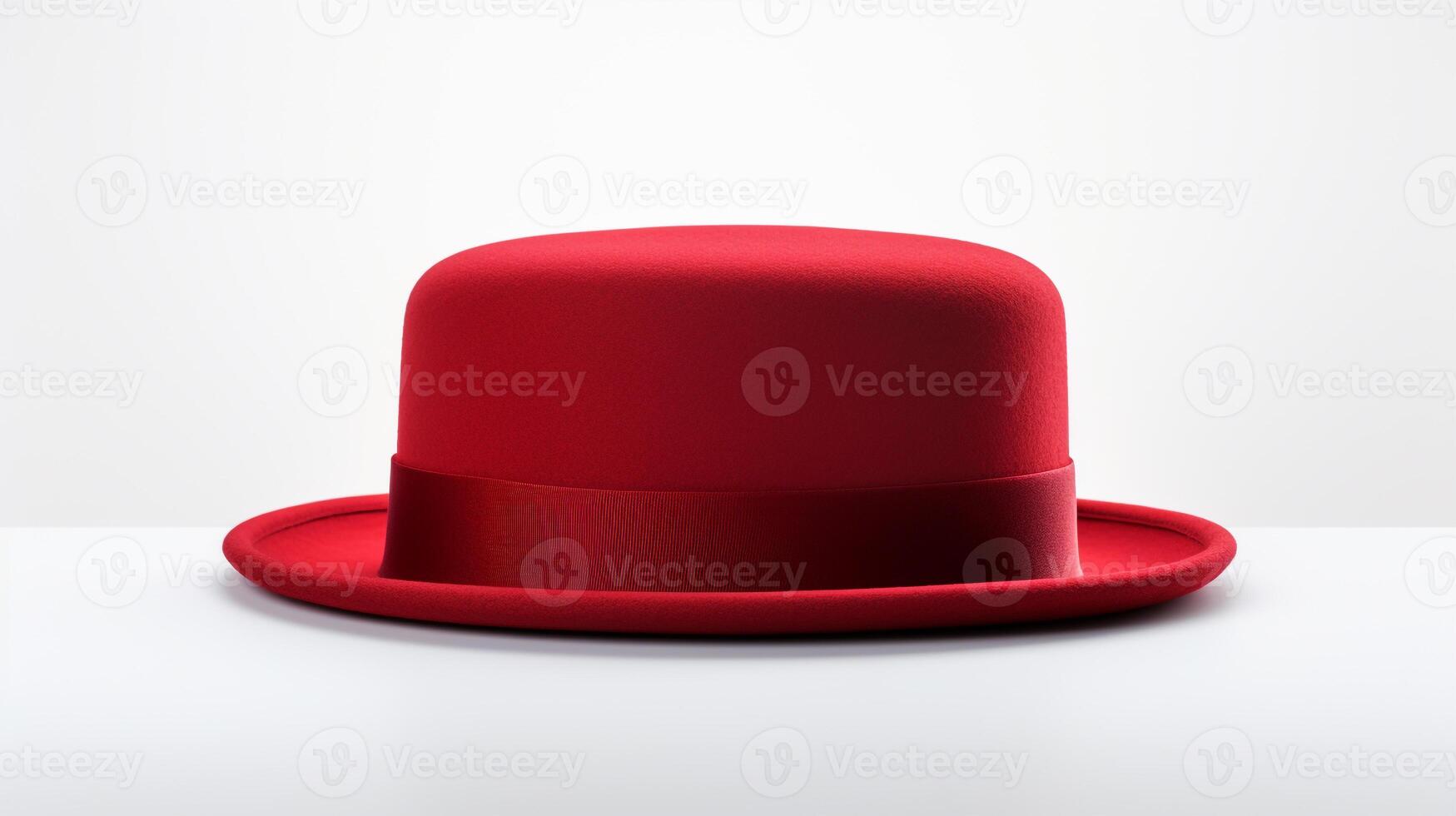 AI generated Photo of Red Pork Pie Hat isolated on white background. AI Generated