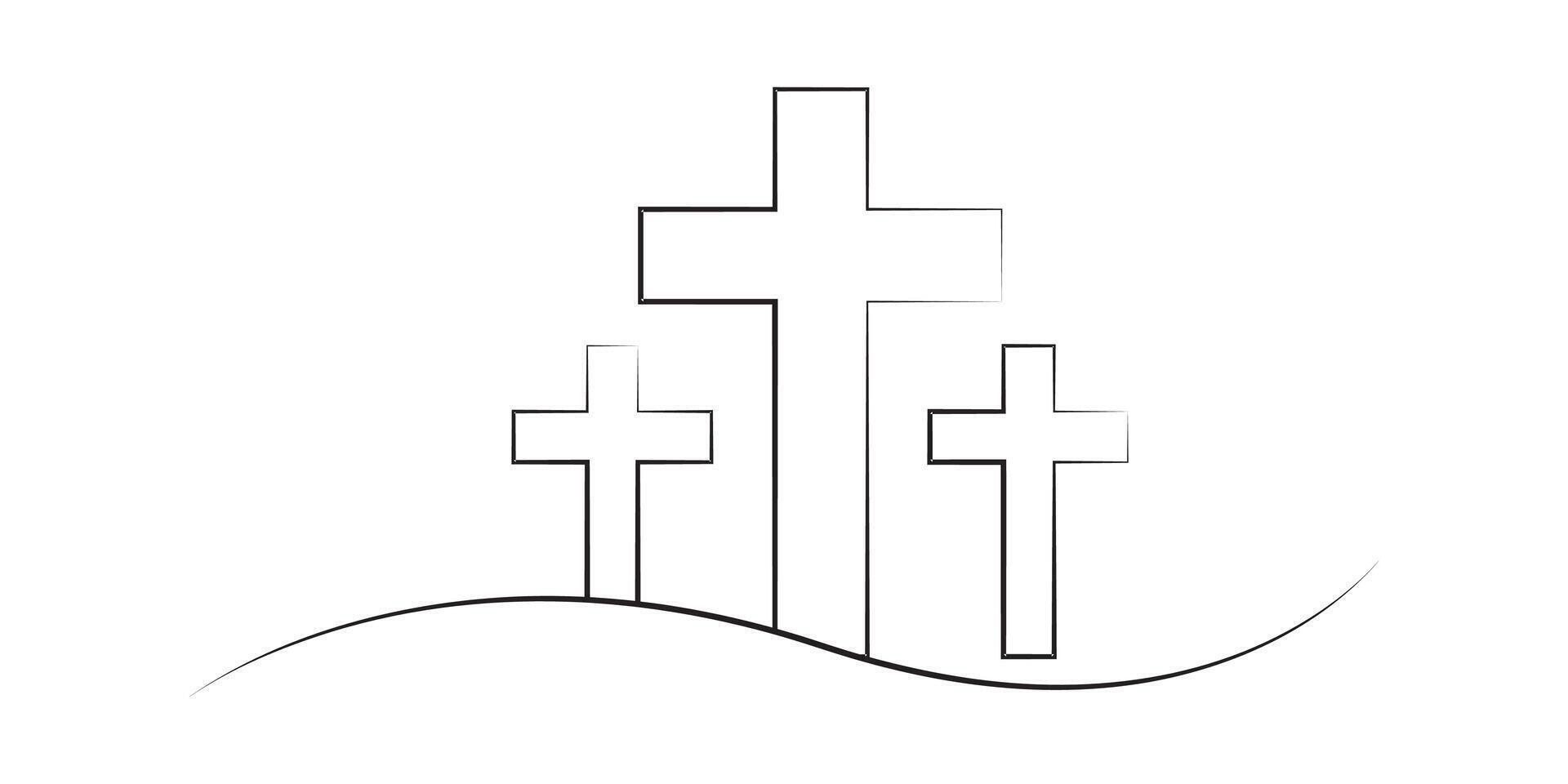 Christian black cross logo and icon design for good friday vector