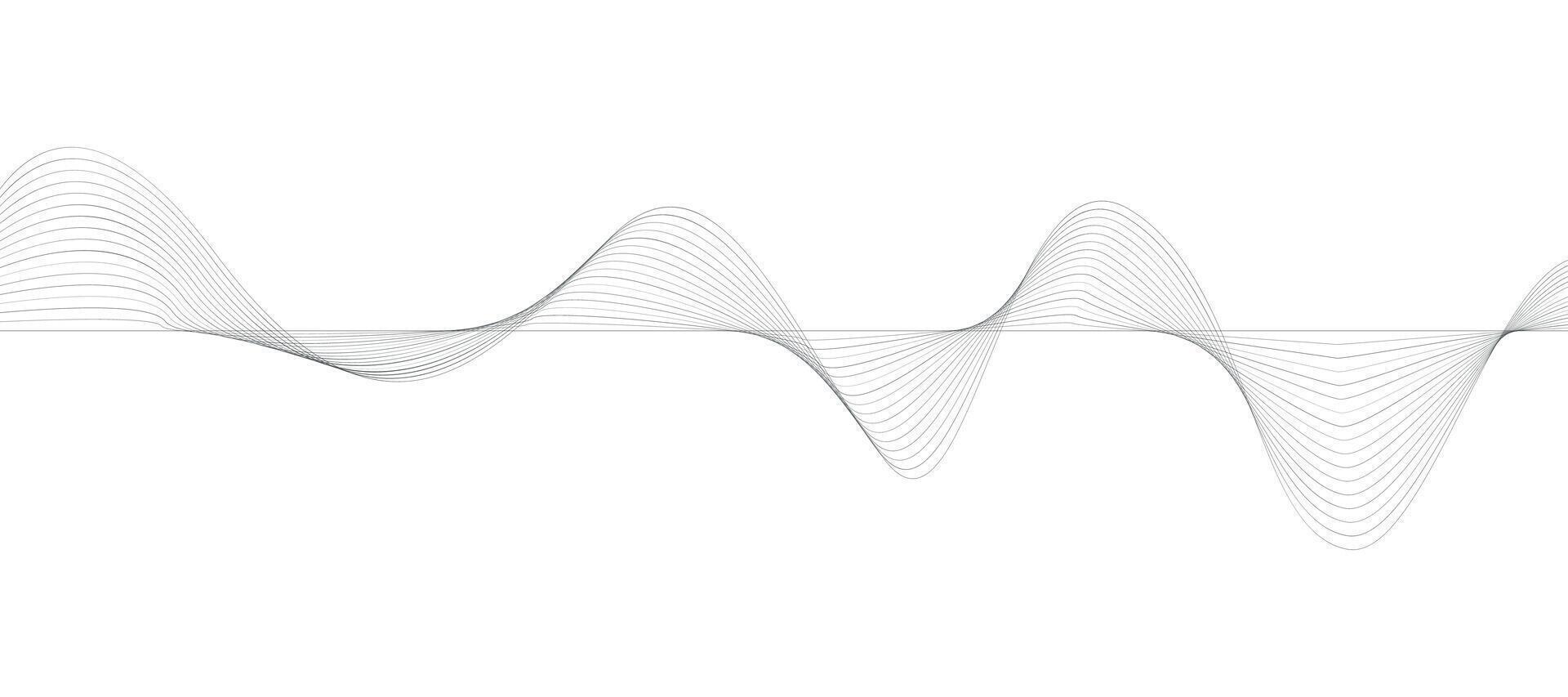 Abstract colorful wavy glowing curved lines background for frequency sound music and technology vector