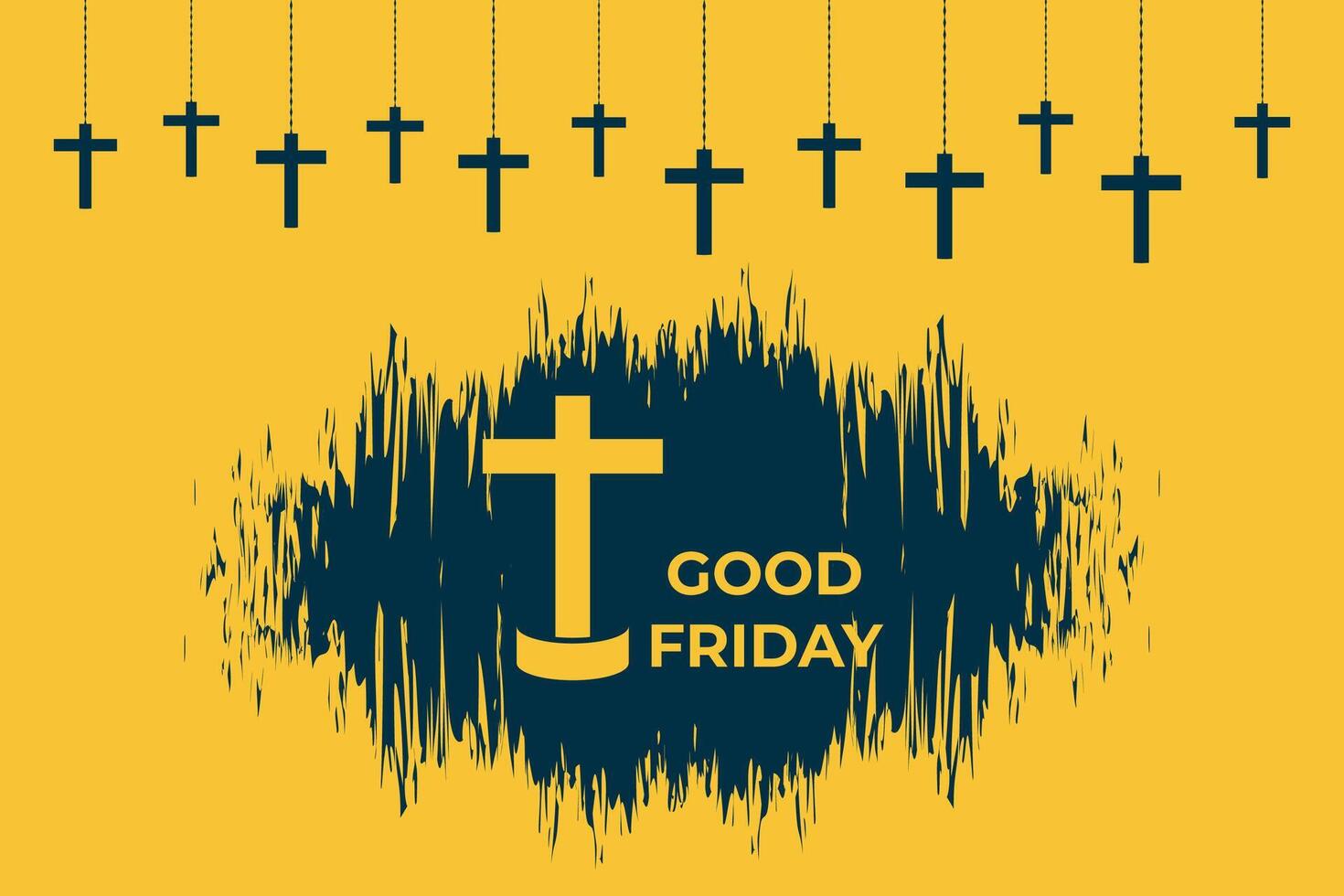 Yellow jesus christ cross splatter on white background. Good Friday cross vector design.