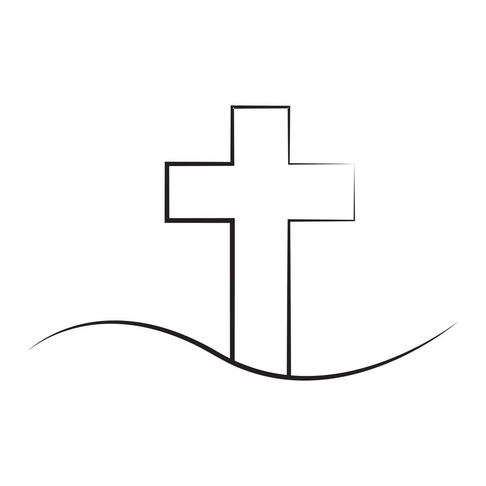 Christian black cross logo and icon design for good friday vector