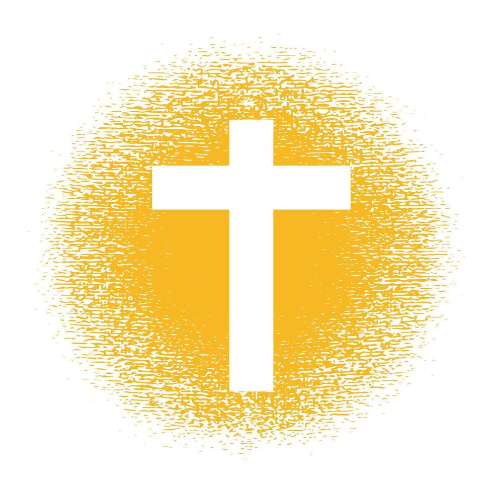Yellow jesus christ cross splatter on white background. Good Friday cross vector design.