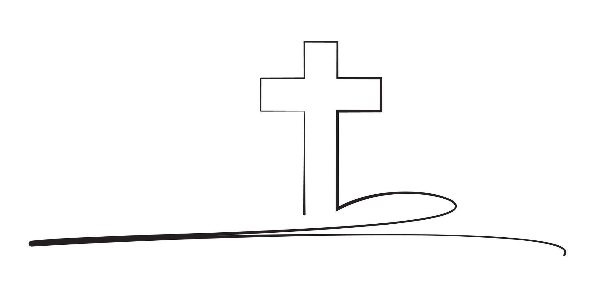 Christian black cross logo and icon design for good friday vector