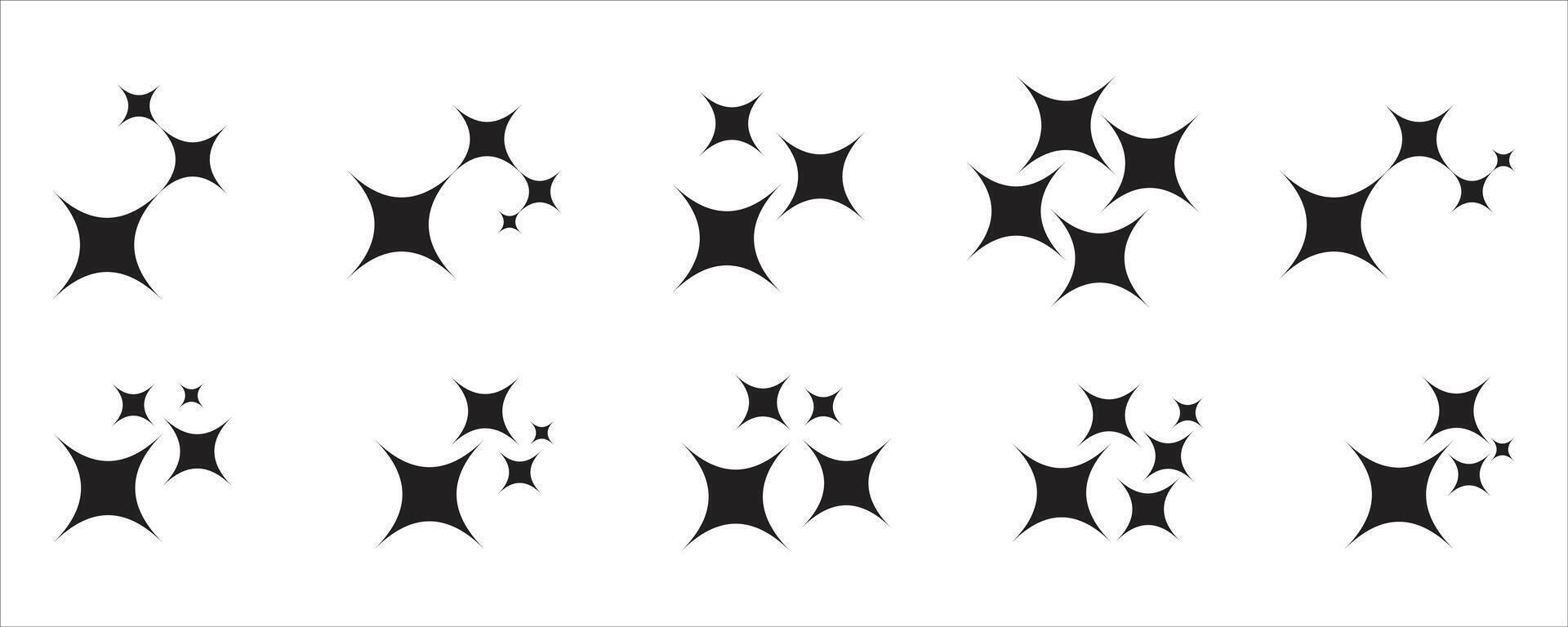 black and white silhouettes of square star collection vector