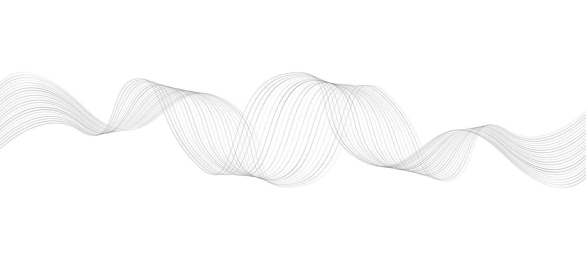 Abstract colorful wavy glowing curved lines background for frequency sound music and technology vector