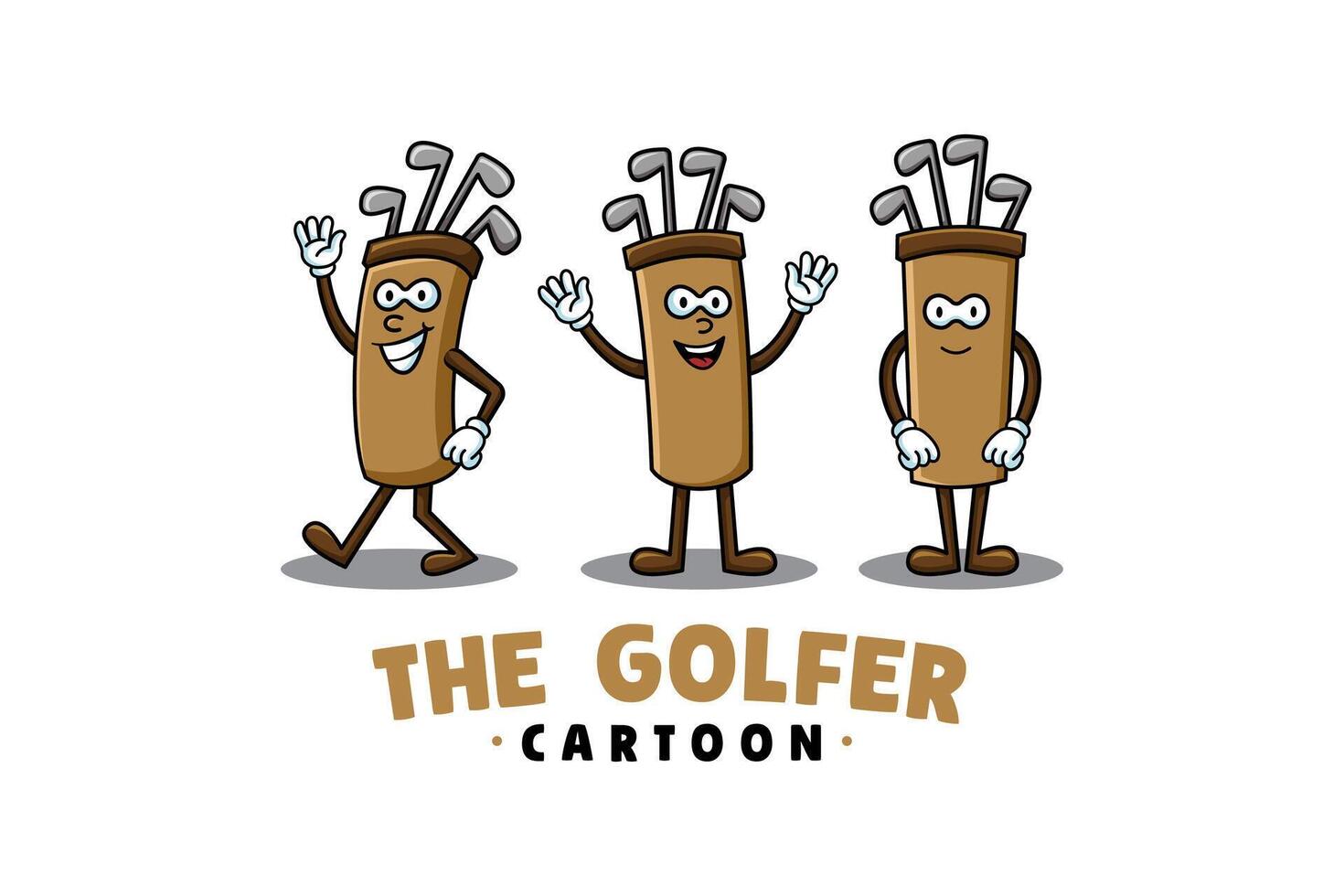 golf bag cartoon character illustration for golf champion and sport vector