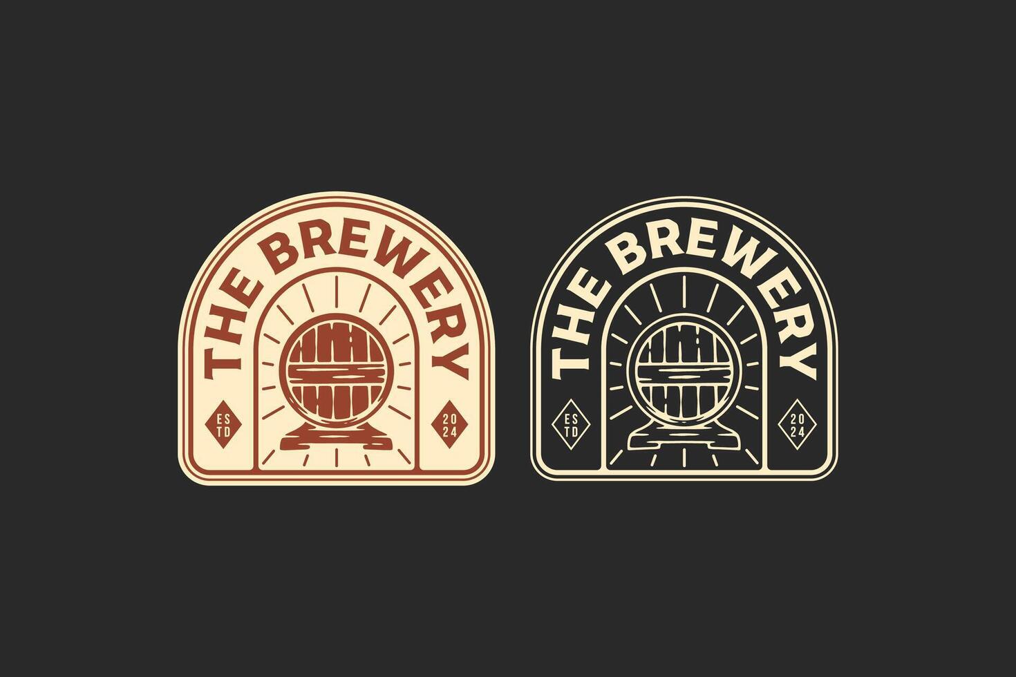 arte cerveza con de madera cerveza barril Insignia logo gráfico para fabricación de cerveza empresa menús, etiquetas, señales, carteles o marca identidad vector