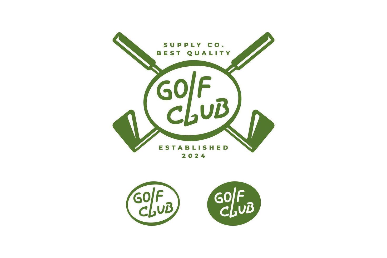golf club with golf stick badge logo vector collection for golfer, golf sport and champion