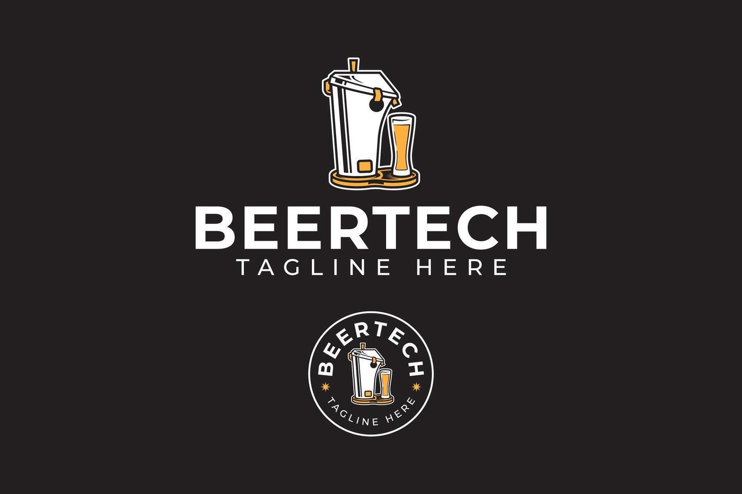 beer machine technology logo design template for brewing beer company business vector