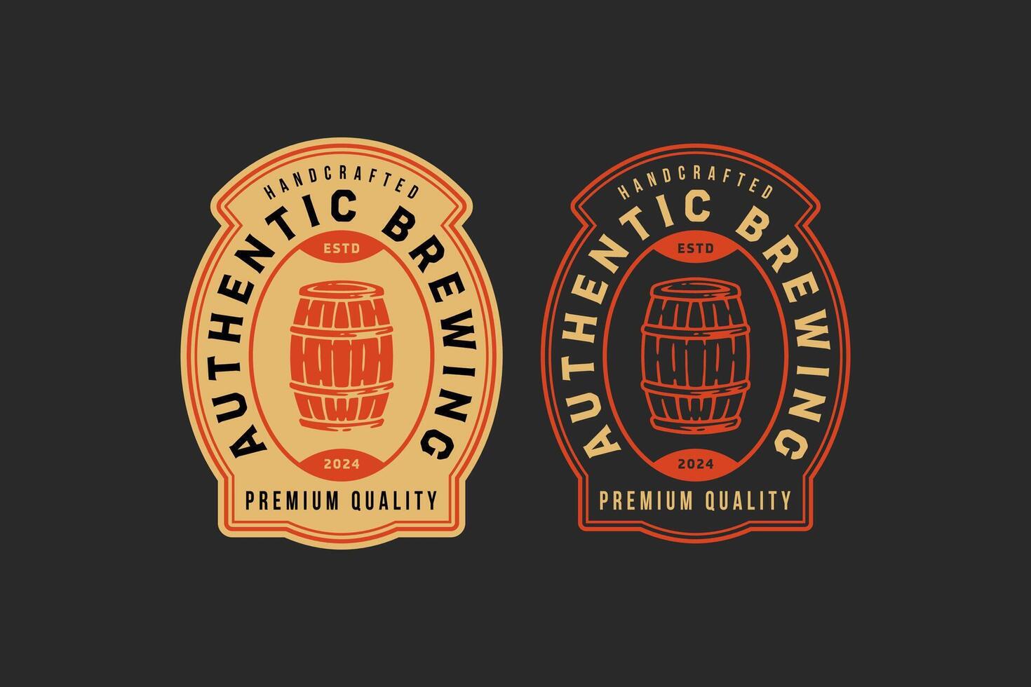 craft beer with wooden keg or barrel logo graphic for brewing company label, sign, symbol or brand identity vector