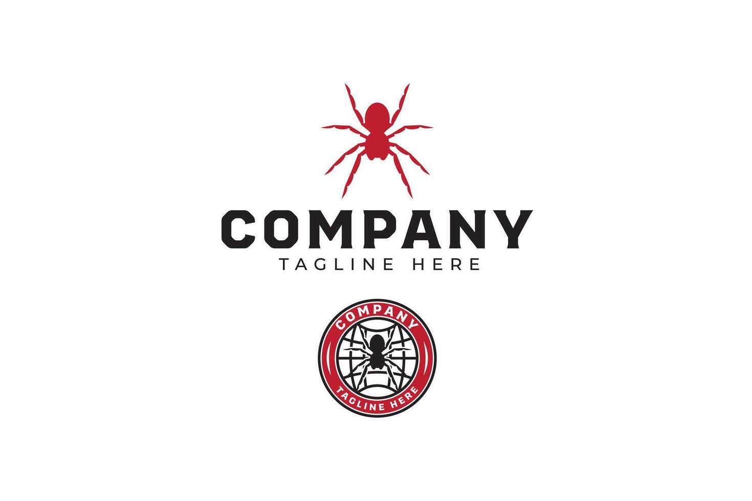 tarantula spider with world web modern logo design set for entertainment vector