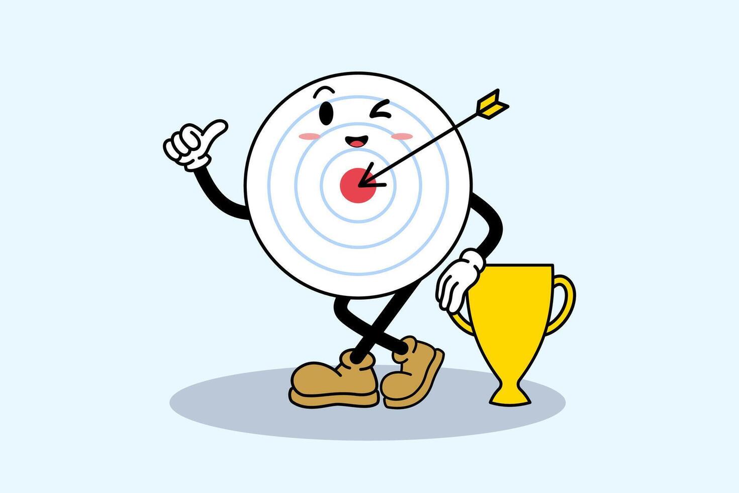 dartboard character with reward on target the best shoot for finance marketing business company vector
