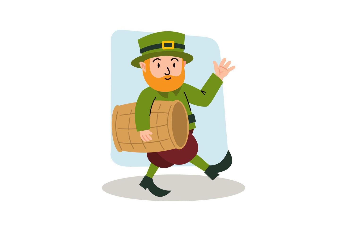 funny man with green hat iis carrying a keg of beer. illustration for St. Patrick's Day, Irish holiday vector