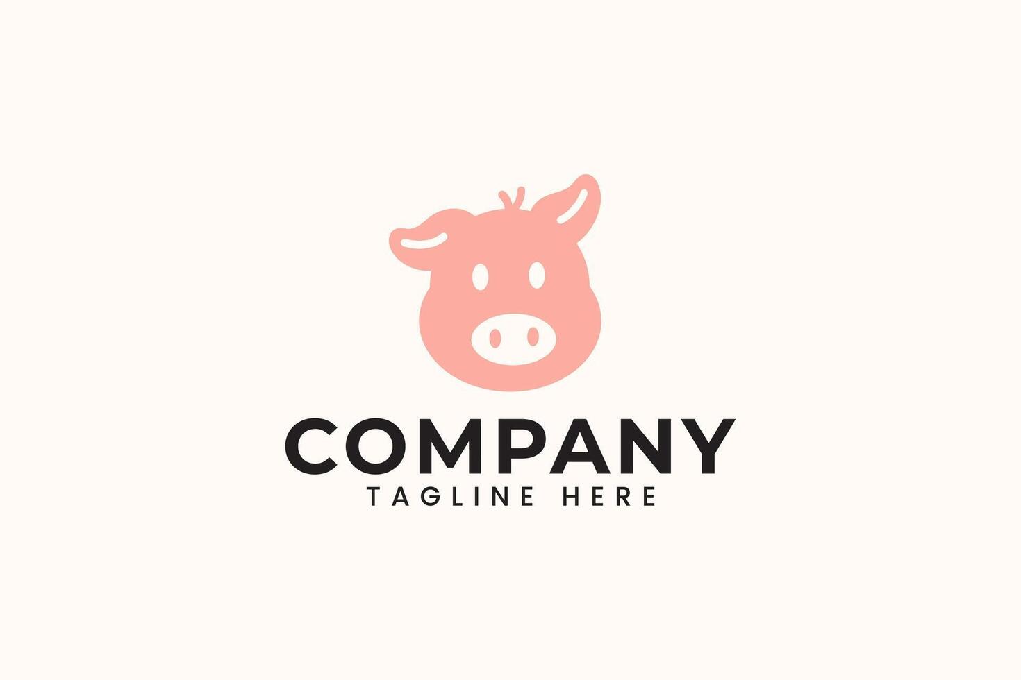 cute pig head modern logo design for animal food farm restaurant company business vector