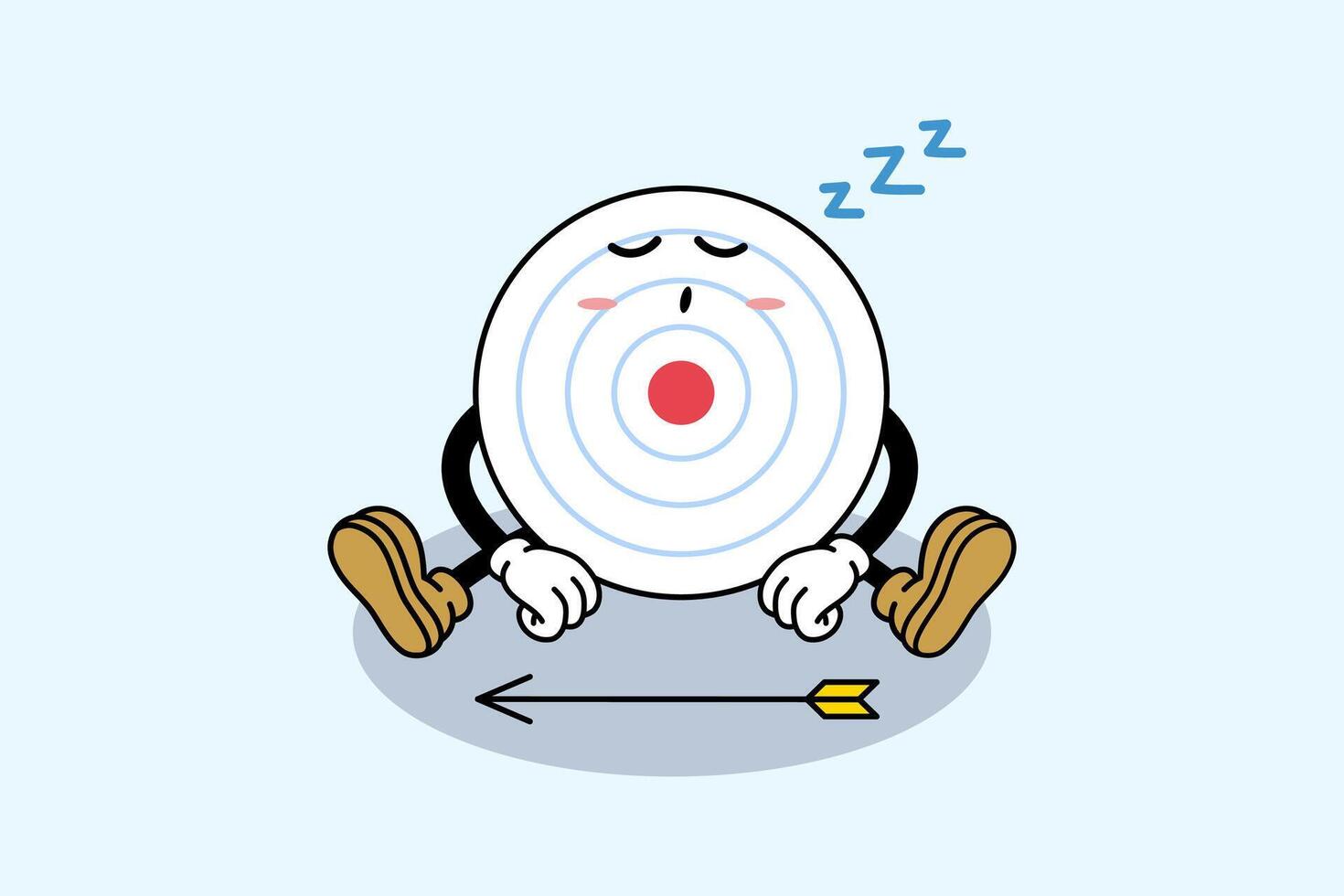 dartboard character with sleepy and tired pose for finance marketing business company vector