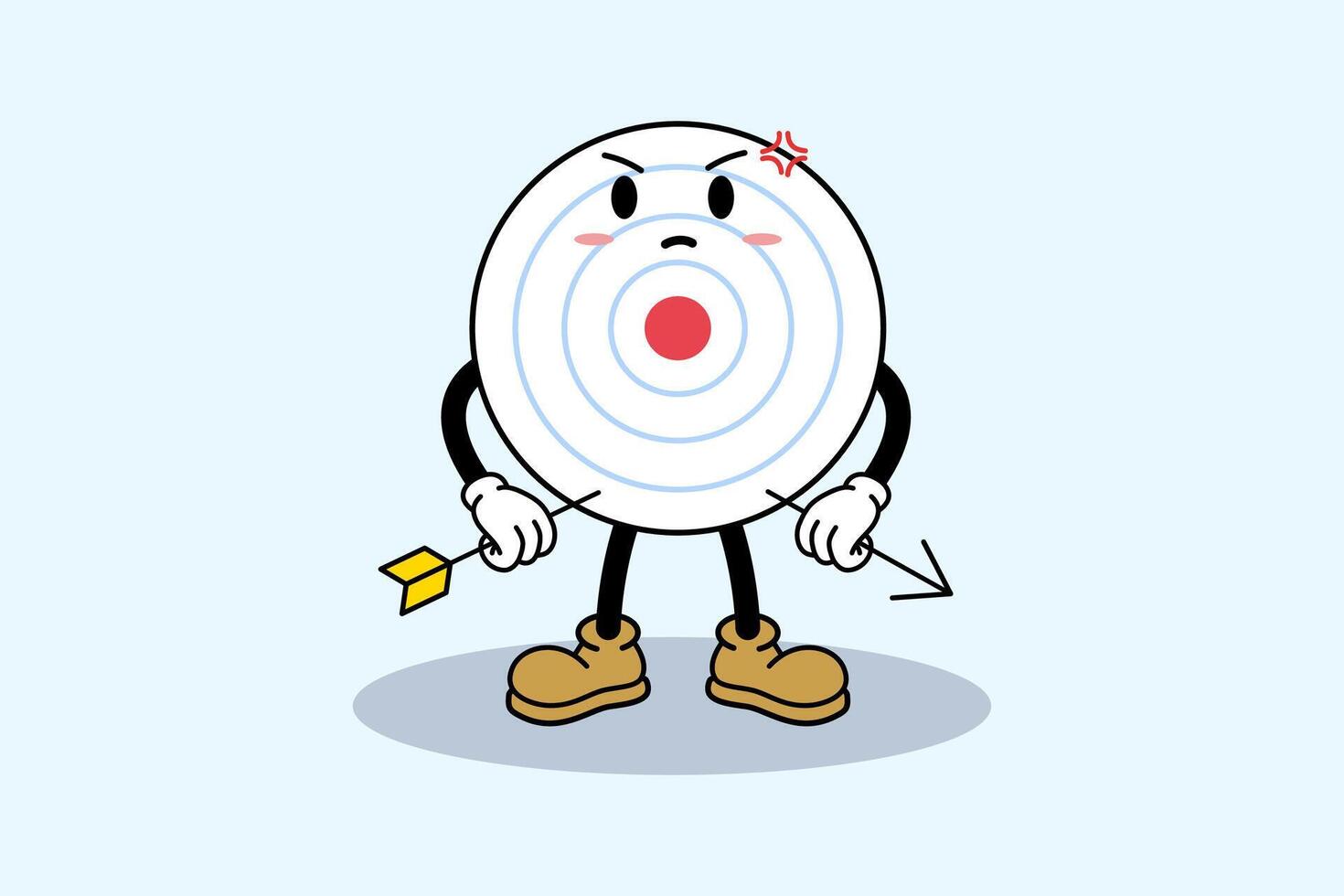 dartboard character with annoyed angry no target for finance marketing business company vector