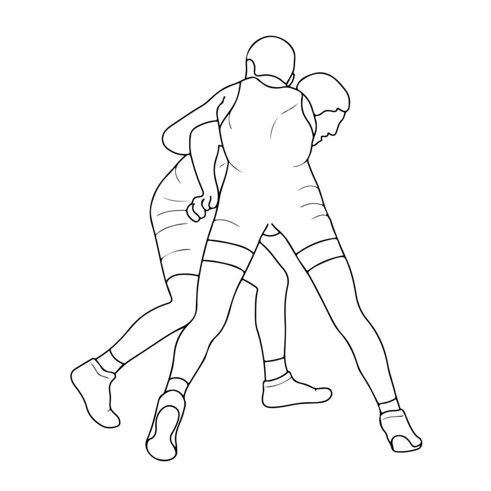 Sketch image of two fighters in a fight, isolated vector