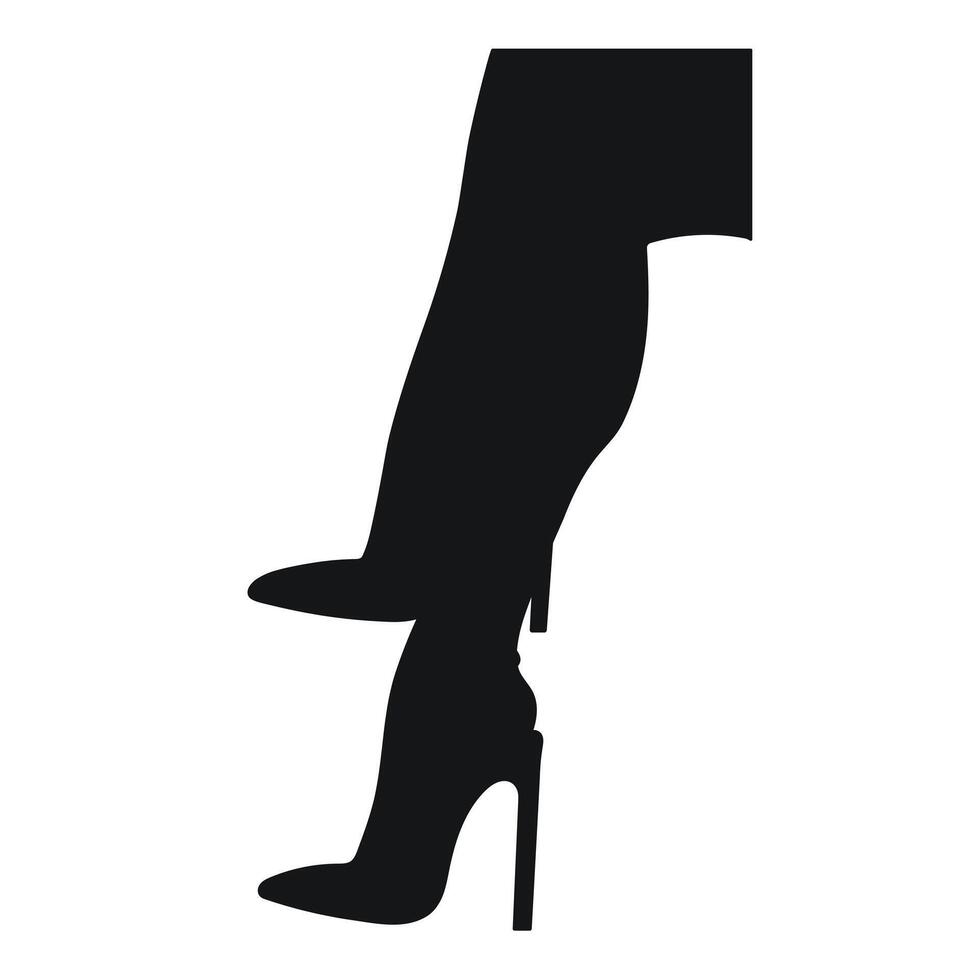 Black silhouette of female legs in a pose. Shoes stilettos, high heels. Walking, standing, running, jumping, dance vector