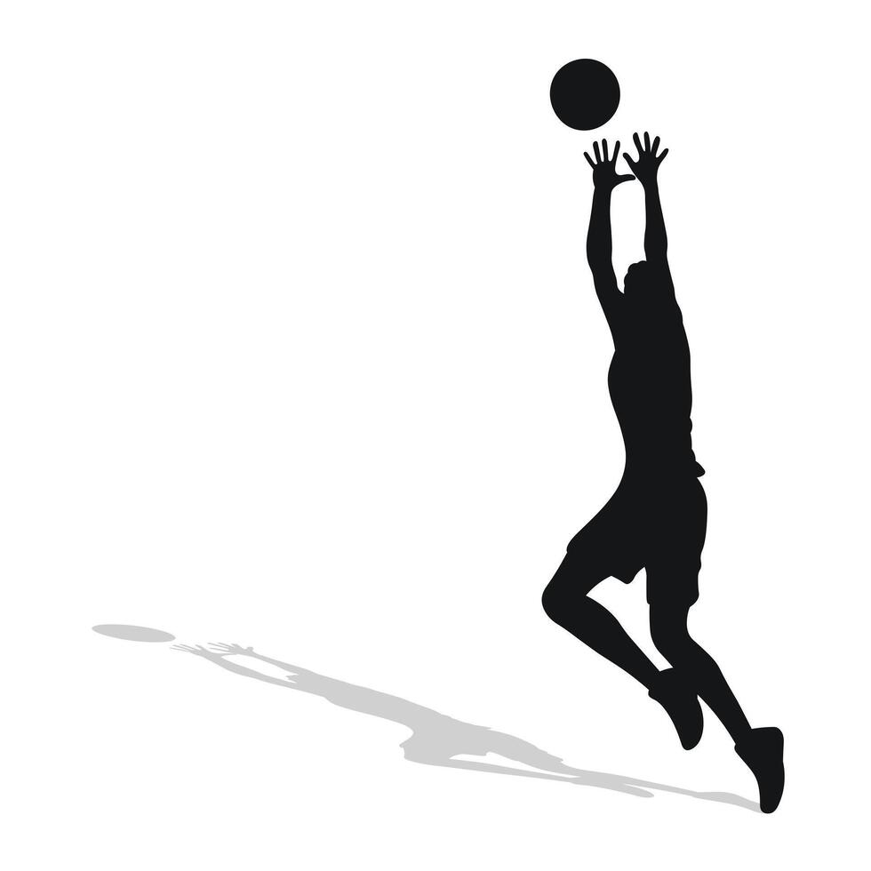 Image of black female silhouette of basketball player in a ball game. vector