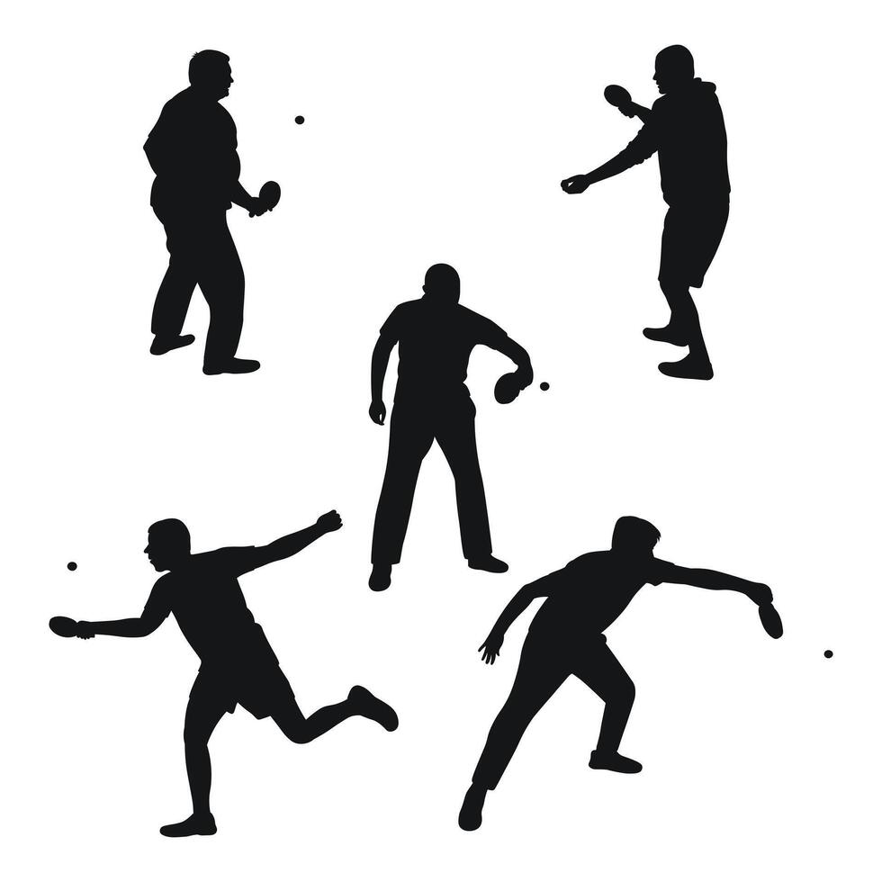 Set of black silhouettes of tennis players vector