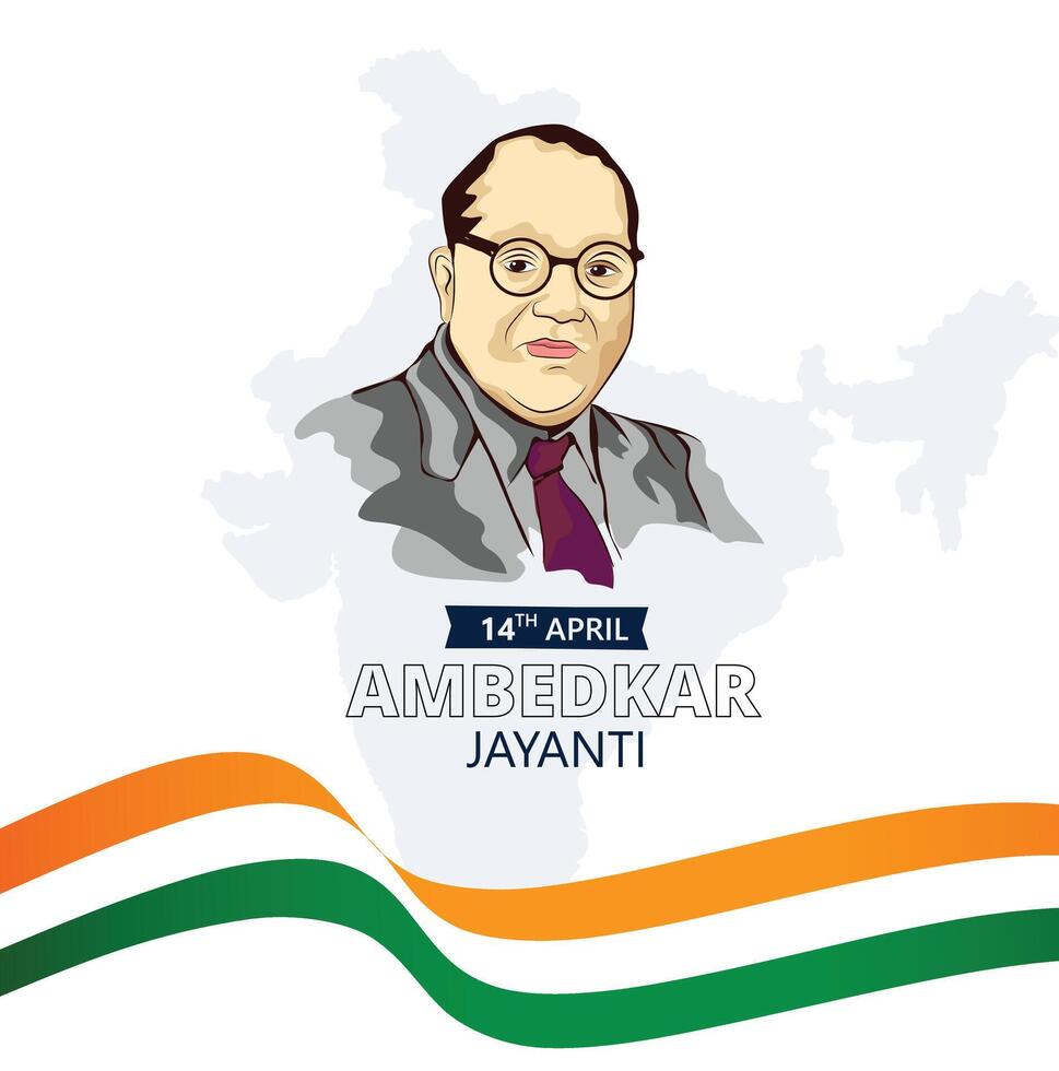 Illustration of Dr. B. R. Ambedkar for Ambedkar Jayanti vector