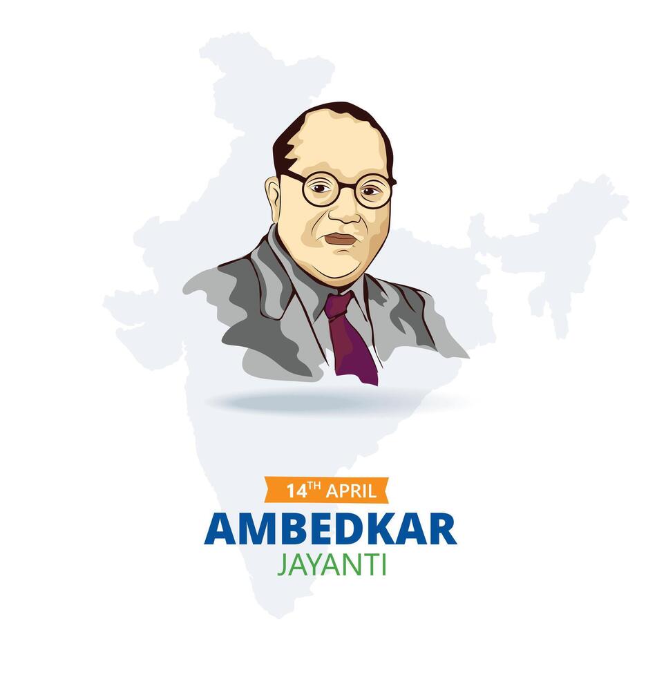 Illustration of Dr. B. R. Ambedkar for Ambedkar Jayanti vector